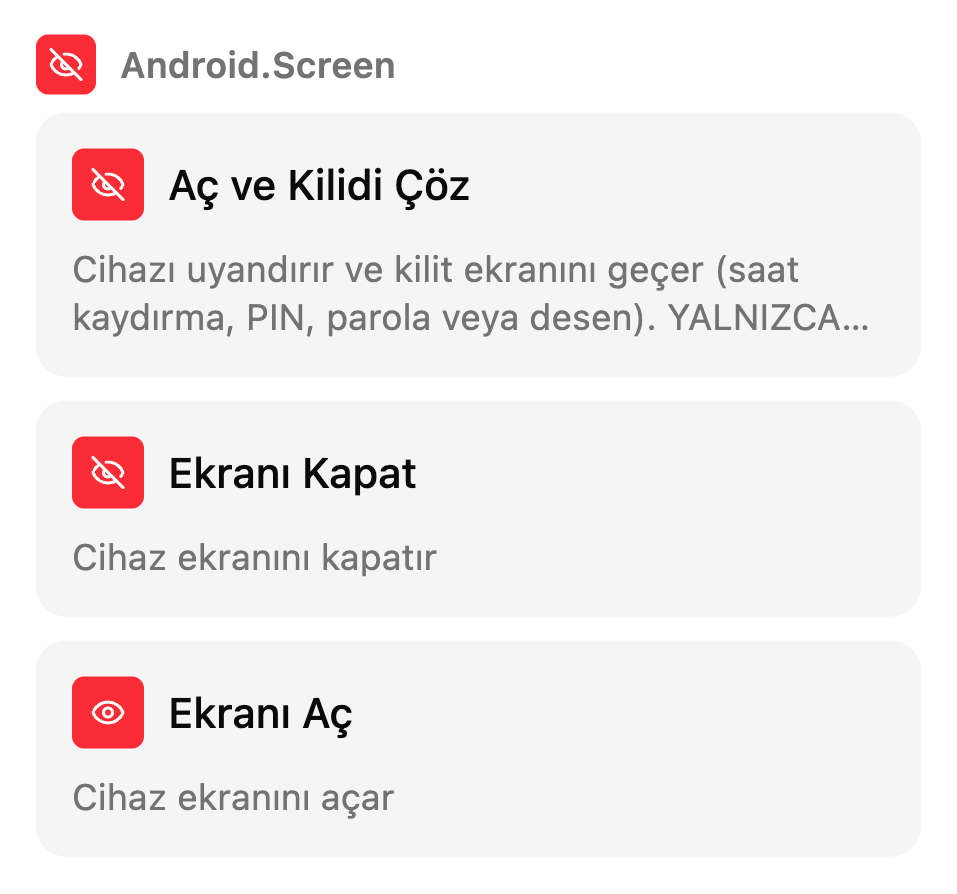 TestSafe senaryo ekranındaki Manuel kutular listesi, grup: Ekran