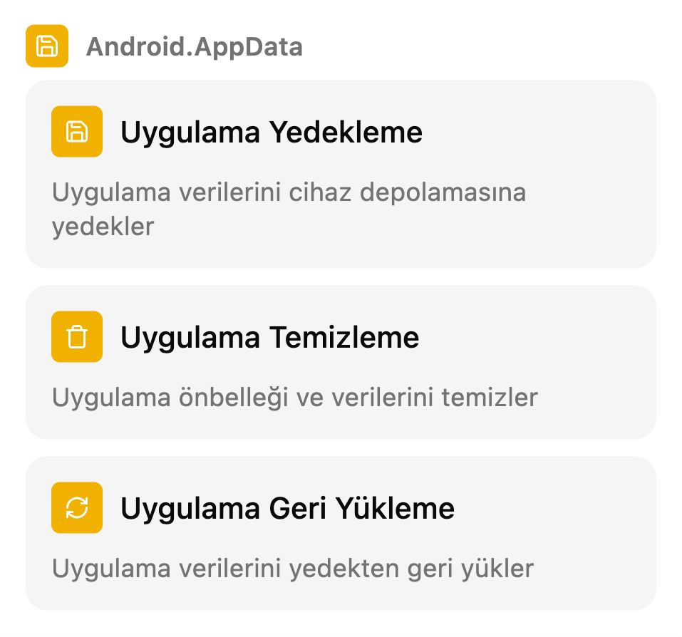 TestSafe senaryo ekranındaki Manuel kutular listesi, grup: Uygulama verisi